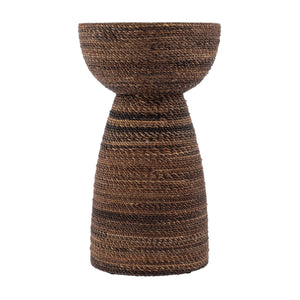 Butler Specialty Butler Bagshawe 13" Round Wood & Abaca Rope Inlay Drum Side Table - Rustic Elegance For Any Space Brown Gmelina Wood,Abaca Rope Inlay 5911070-butler