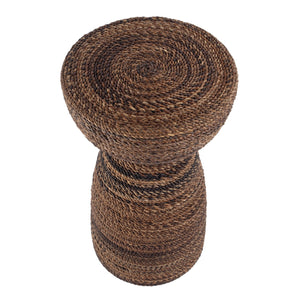 Butler Specialty Butler Bagshawe 13" Round Wood & Abaca Rope Inlay Drum Side Table - Rustic Elegance For Any Space Brown Gmelina Wood,Abaca Rope Inlay 5911070-butler