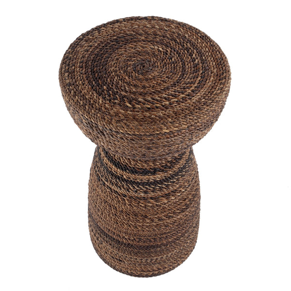 Butler Specialty Butler Bagshawe 13" Round Wood & Abaca Rope Inlay Drum Side Table - Rustic Elegance For Any Space Brown Gmelina Wood,Abaca Rope Inlay 5911070-butler