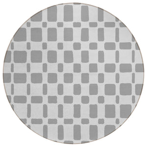 HomeRoots 5' Stylish Gray and Ivory Geometric Indoor Outdoor Area Rug - Durable, Washable & Versatile Design 8' Round 591107