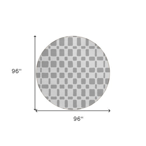 Homeroots 3' Artichoke Green Geometric Indoor Outdoor Area Rug - Stylish, Washable, And Durable For Any Space 8' Round Polyester 591107