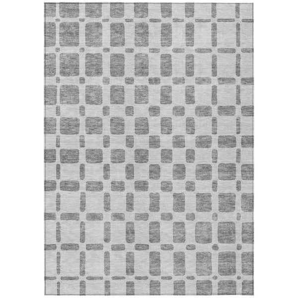 HomeRoots 5' Stylish Gray and Ivory Geometric Indoor Outdoor Area Rug - Durable, Washable & Versatile Design 8' X 10' 591108
