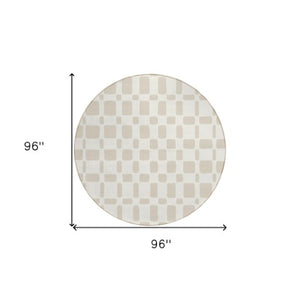 Homeroots 3' Artichoke Green Geometric Indoor Outdoor Area Rug - Stylish, Washable, And Durable For Any Space 8' Round Polyester 591113