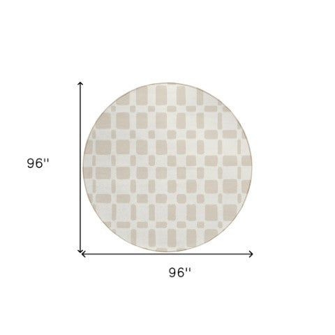 Homeroots 3' Artichoke Green Geometric Indoor Outdoor Area Rug - Stylish, Washable, And Durable For Any Space 8' Round Polyester 591113