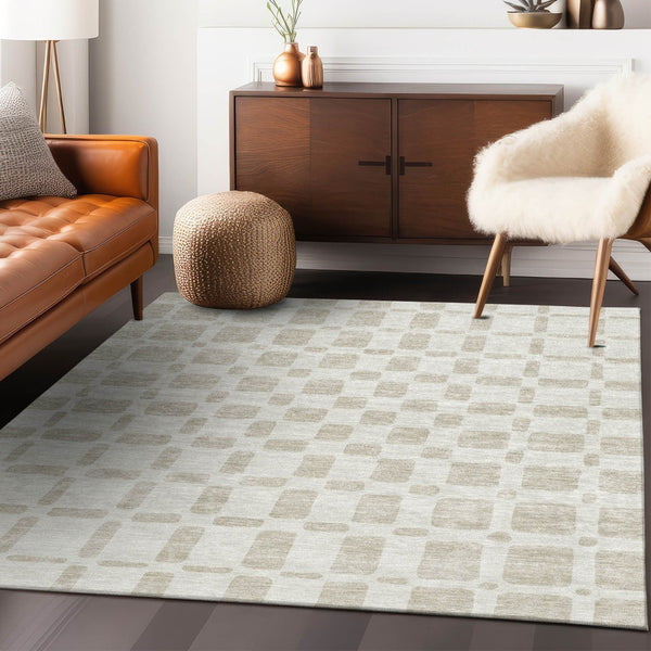 Homeroots 3' Artichoke Green Geometric Indoor Outdoor Area Rug - Stylish, Washable, And Durable For Any Space 10' X 14' Polyester 591116