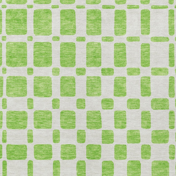 Homeroots 3' Artichoke Green Geometric Indoor Outdoor Area Rug - Stylish, Washable, And Durable For Any Space 3' X 5' Polyester 591117