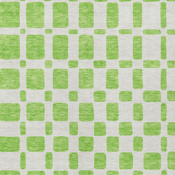 Homeroots 3' Artichoke Green Geometric Indoor Outdoor Area Rug - Stylish, Washable, And Durable For Any Space 5' X 8' Polyester 591118