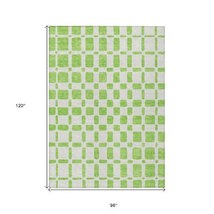 Homeroots 3' Artichoke Green Geometric Indoor Outdoor Area Rug - Stylish, Washable, And Durable For Any Space 8' X 10' Polyester 591120