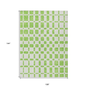 Homeroots 3' Artichoke Green Geometric Indoor Outdoor Area Rug - Stylish, Washable, And Durable For Any Space 9' X 12' Polyester 591121