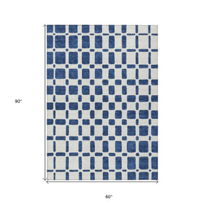 Homeroots 3' Artichoke Green Geometric Indoor Outdoor Area Rug - Stylish, Washable, And Durable For Any Space 5' X 8' Polyester 591124