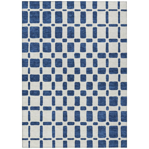HomeRoots 9' Navy Blue and Ivory Geometric Area Rug - Stylish, Durable, Washable for Indoor and Outdoor Spaces 9' X 12' 591127