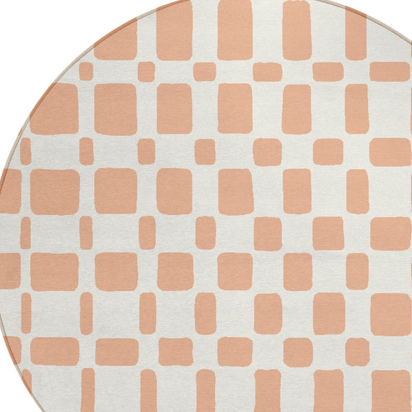 Homeroots 3' Artichoke Green Geometric Indoor Outdoor Area Rug - Stylish, Washable, And Durable For Any Space 8' Round Polyester 591131