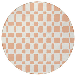 Homeroots 3' Artichoke Green Geometric Indoor Outdoor Area Rug - Stylish, Washable, And Durable For Any Space 8' Round Polyester 591131