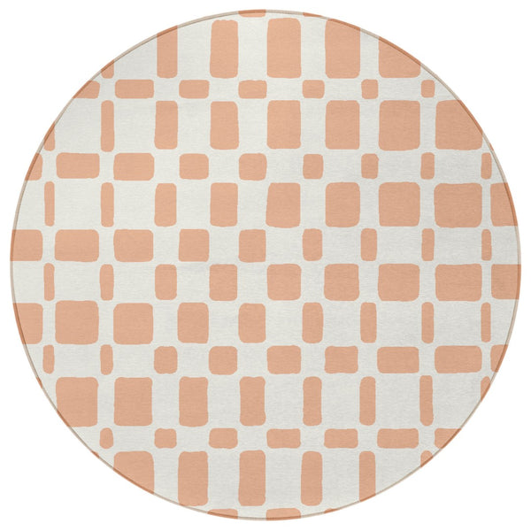 Homeroots 3' Artichoke Green Geometric Indoor Outdoor Area Rug - Stylish, Washable, And Durable For Any Space 8' Round Polyester 591131