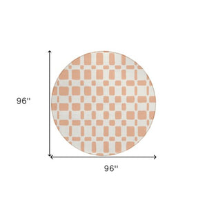 Homeroots 3' Artichoke Green Geometric Indoor Outdoor Area Rug - Stylish, Washable, And Durable For Any Space 8' Round Polyester 591131