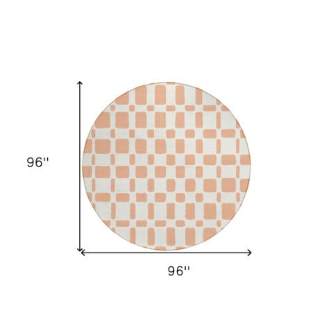 Homeroots 3' Artichoke Green Geometric Indoor Outdoor Area Rug - Stylish, Washable, And Durable For Any Space 8' Round Polyester 591131