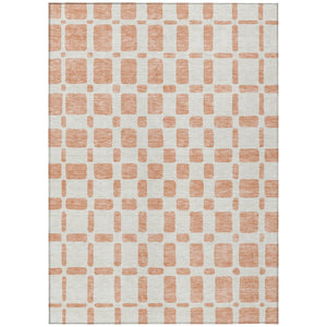 HomeRoots 9' Peach and Beige Geometric Indoor Outdoor Area Rug - Durable, Washable, Stylish for Any Space 9' X 12' 591133