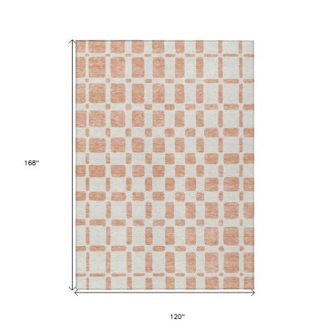 Homeroots 3' Artichoke Green Geometric Indoor Outdoor Area Rug - Stylish, Washable, And Durable For Any Space 10' X 14' Polyester 591134