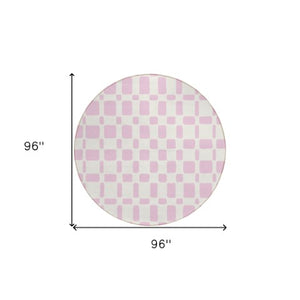 Homeroots 3' Artichoke Green Geometric Indoor Outdoor Area Rug - Stylish, Washable, And Durable For Any Space 8' Round Polyester 591137