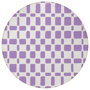 Homeroots 3' Artichoke Green Geometric Indoor Outdoor Area Rug - Stylish, Washable, And Durable For Any Space 8' Round Polyester 591143