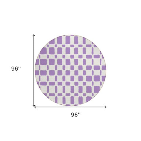 Homeroots 3' Artichoke Green Geometric Indoor Outdoor Area Rug - Stylish, Washable, And Durable For Any Space 8' Round Polyester 591143