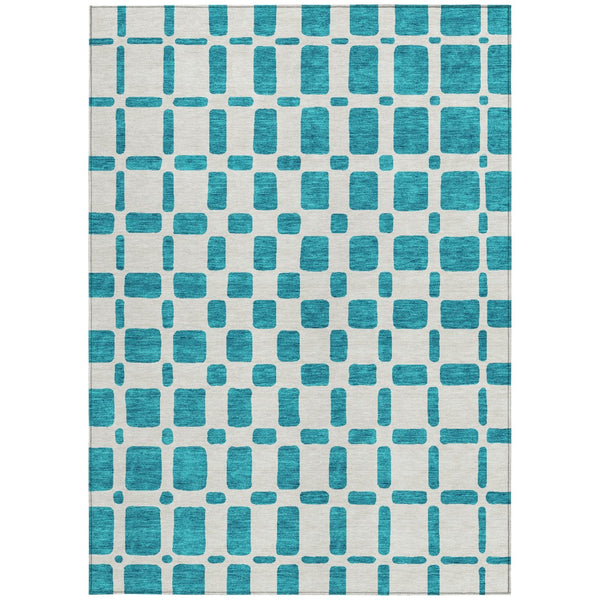 Homeroots 3' Artichoke Green Geometric Indoor Outdoor Area Rug - Stylish, Washable, And Durable For Any Space 3' X 5' Polyester 591147