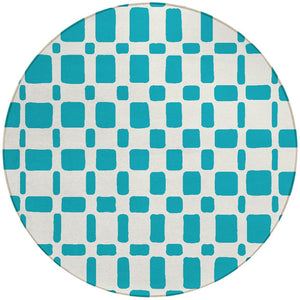 Homeroots 3' Artichoke Green Geometric Indoor Outdoor Area Rug - Stylish, Washable, And Durable For Any Space 8' Round Polyester 591149