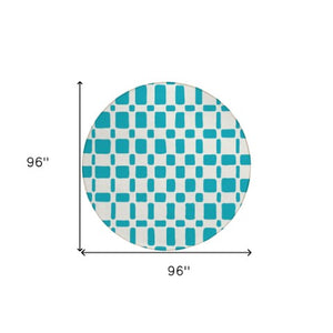 Homeroots 3' Artichoke Green Geometric Indoor Outdoor Area Rug - Stylish, Washable, And Durable For Any Space 8' Round Polyester 591149