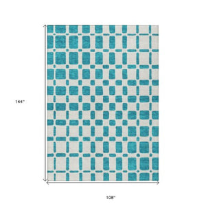 Homeroots 3' Artichoke Green Geometric Indoor Outdoor Area Rug - Stylish, Washable, And Durable For Any Space 9' X 12' Polyester 591151