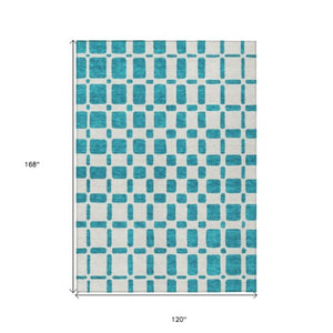 Homeroots 3' Artichoke Green Geometric Indoor Outdoor Area Rug - Stylish, Washable, And Durable For Any Space 10' X 14' Polyester 591152