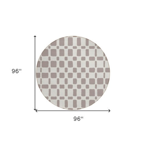 Homeroots 3' Artichoke Green Geometric Indoor Outdoor Area Rug - Stylish, Washable, And Durable For Any Space 8' Round Polyester 591155