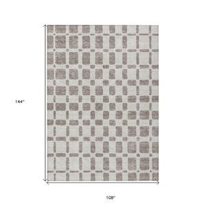 Homeroots 3' Artichoke Green Geometric Indoor Outdoor Area Rug - Stylish, Washable, And Durable For Any Space 9' X 12' Polyester 591157