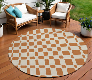 Homeroots 3' Artichoke Green Geometric Indoor Outdoor Area Rug - Stylish, Washable, And Durable For Any Space 8' Round Polyester 591161