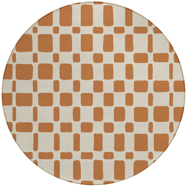 Homeroots 3' Artichoke Green Geometric Indoor Outdoor Area Rug - Stylish, Washable, And Durable For Any Space 8' Round Polyester 591161