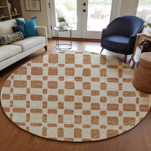 Homeroots 3' Artichoke Green Geometric Indoor Outdoor Area Rug - Stylish, Washable, And Durable For Any Space 8' Round Polyester 591161