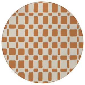 Homeroots 3' Artichoke Green Geometric Indoor Outdoor Area Rug - Stylish, Washable, And Durable For Any Space 8' Round Polyester 591161