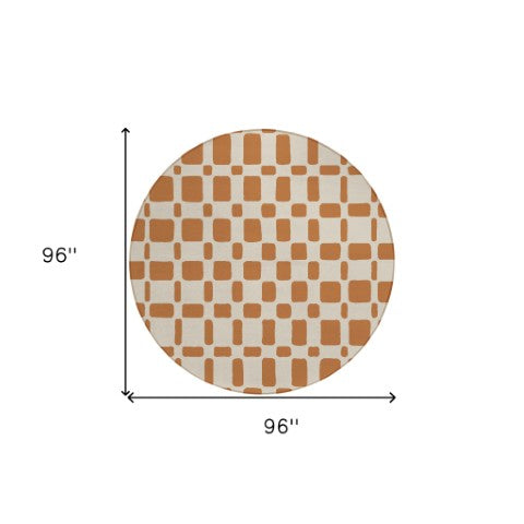 Homeroots 3' Artichoke Green Geometric Indoor Outdoor Area Rug - Stylish, Washable, And Durable For Any Space 8' Round Polyester 591161