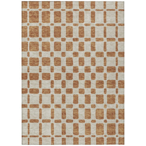 HomeRoots 9' Terra Cotta and Beige Geometric Indoor Outdoor Area Rug – Stylish, Washable & Durable Design 9' X 12' 591163