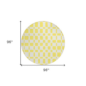 Homeroots 3' Artichoke Green Geometric Indoor Outdoor Area Rug - Stylish, Washable, And Durable For Any Space 8' Round Polyester 591167