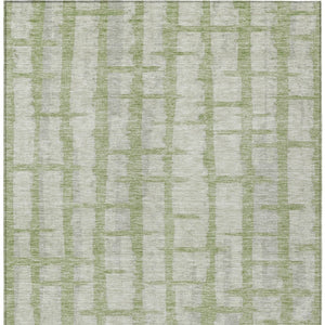 Homeroots 3' Stylish Artichoke Green & Gray Striped Washable Area Rug For Indoor And Outdoor Spaces 3' X 5' Polyester 591171