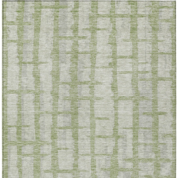 Homeroots 3' Stylish Artichoke Green & Gray Striped Washable Area Rug For Indoor And Outdoor Spaces 3' X 5' Polyester 591171