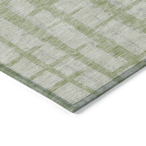 Homeroots 3' Stylish Artichoke Green & Gray Striped Washable Area Rug For Indoor And Outdoor Spaces 3' X 5' Polyester 591171