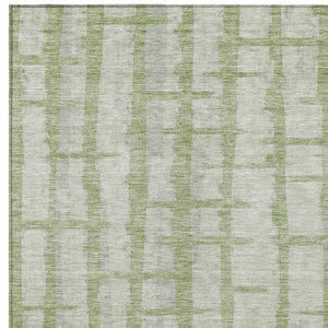 Homeroots 3' Stylish Artichoke Green & Gray Striped Washable Area Rug For Indoor And Outdoor Spaces 5' X 8' Polyester 591172
