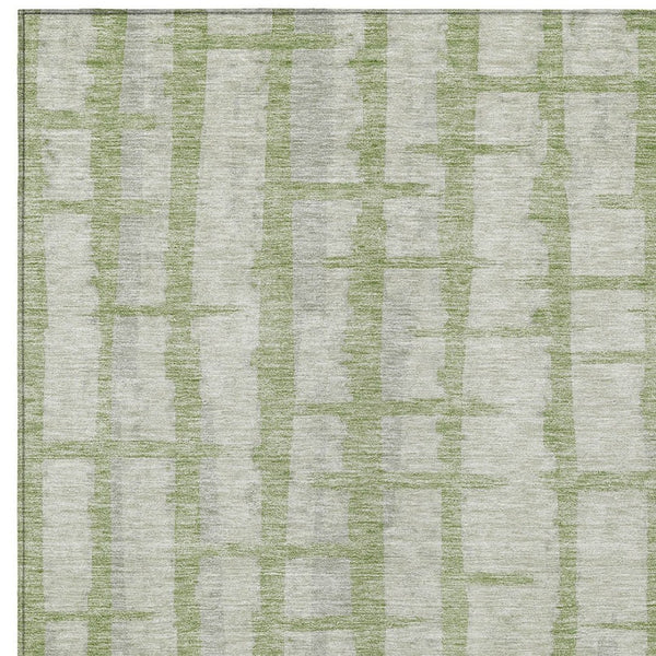 Homeroots 3' Stylish Artichoke Green & Gray Striped Washable Area Rug For Indoor And Outdoor Spaces 5' X 8' Polyester 591172