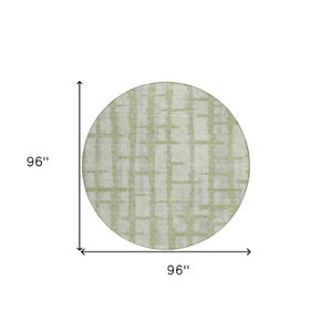 Homeroots 3' Stylish Artichoke Green & Gray Striped Washable Area Rug For Indoor And Outdoor Spaces 8' Round Polyester 591173