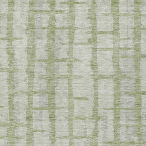 Homeroots 3' Stylish Artichoke Green & Gray Striped Washable Area Rug For Indoor And Outdoor Spaces 9' X 12' Polyester 591175