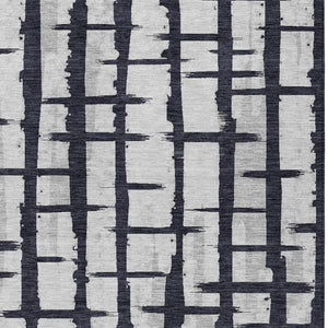 Homeroots 3' Stylish Artichoke Green & Gray Striped Washable Area Rug For Indoor And Outdoor Spaces 5' X 8' Polyester 591178