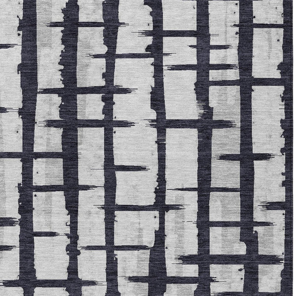 Homeroots 3' Stylish Artichoke Green & Gray Striped Washable Area Rug For Indoor And Outdoor Spaces 5' X 8' Polyester 591178