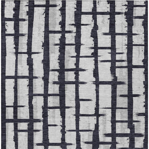 Homeroots 3' Stylish Artichoke Green & Gray Striped Washable Area Rug For Indoor And Outdoor Spaces 8' X 10' Polyester 591180