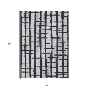 Homeroots 3' Stylish Artichoke Green & Gray Striped Washable Area Rug For Indoor And Outdoor Spaces 8' X 10' Polyester 591180